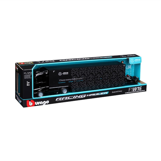 BBURAGO 1/43 Scale Mercedes-AMG Petronas F1 Team Transporter Truck with W15 Formula 1 Car Pack