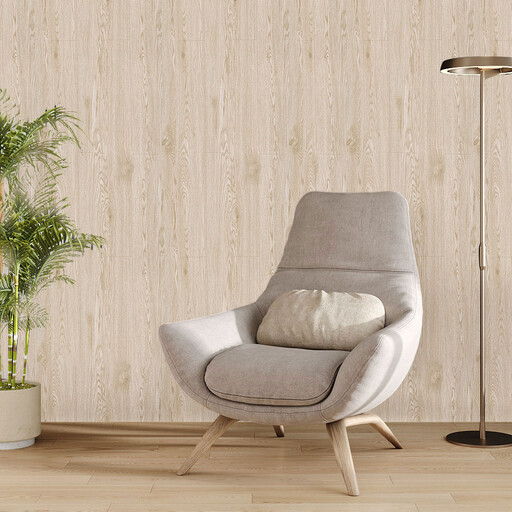 LIVINGANDHOME 自粘 PVC 地板墙纸，木纹效果，浅米色
