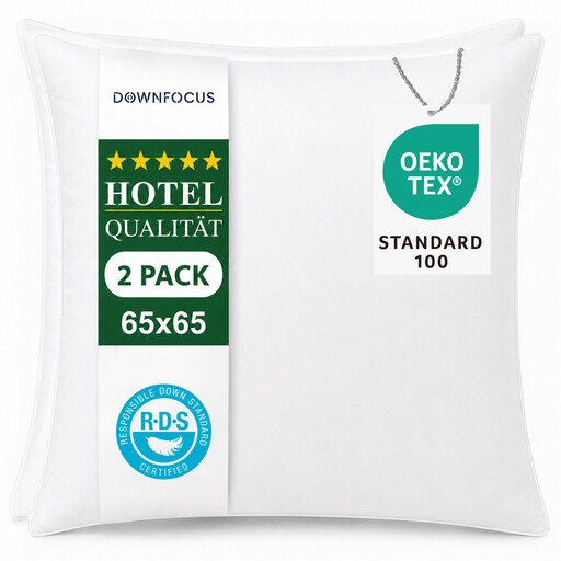 DWONFOCUS Oreillers en Plumes avec Housse 100% Coton