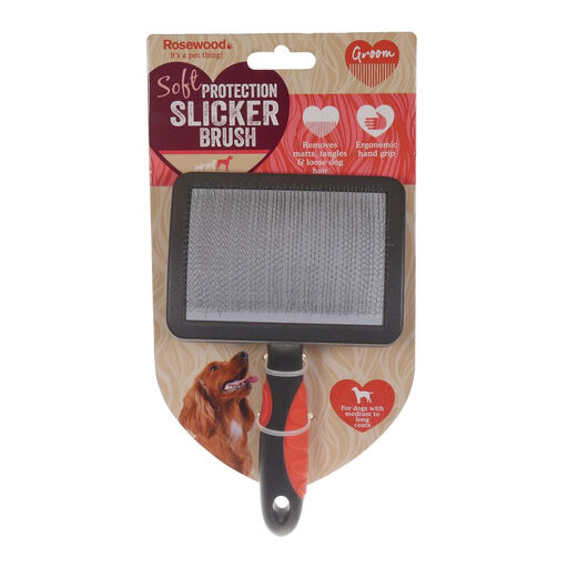 Rosewood Soft Protection Grooming Slicker Brush for Dogs Large
