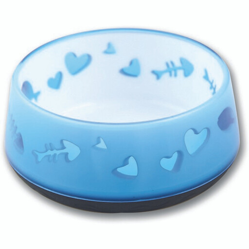 All For Paws Anti Slip Cat Bowl Blue Fish