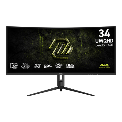 MSI MAG 342CQRF E20 34inch Rapid VA UWQHD Curve 1500R 21:9 200Hz 300cd/m2 0.5ms 2xHDMI DP