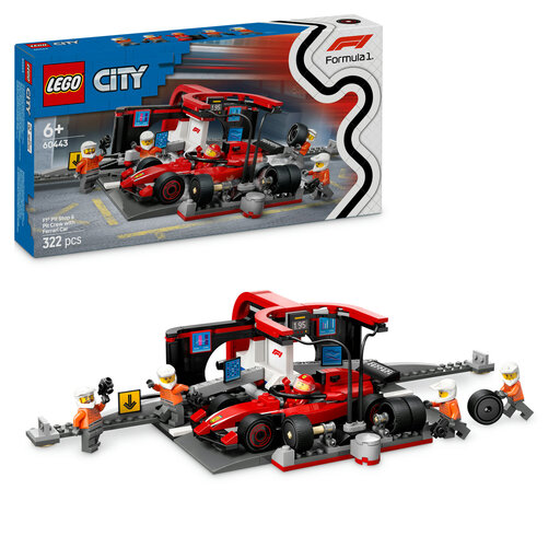 LEGO City 60443 F1 Pit Stop & Pit Crew with Ferrari Car