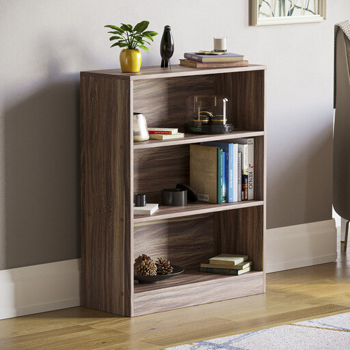 Vida Designs Cambridge 3-Shelf Bookcase in a walnut finish