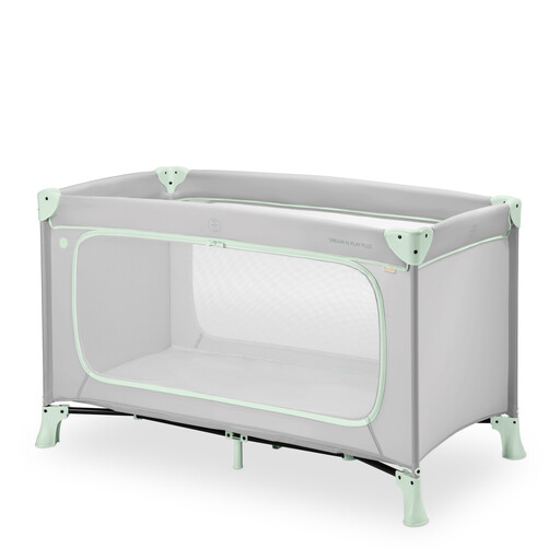 hauck Travel Cot Dream N Play Plus (With Side Entry) - Dusty Mint
