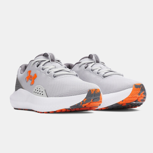 Under Armour Charged Surge 4 Running Shoes in grey and orange