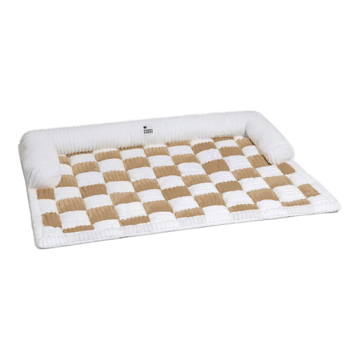 Protection de meuble et tapis douillet carré à carreaux crème FUNNYFUZZY pour chien et chat, taille S, café