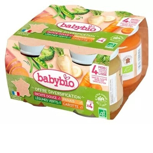 Baby Bio organic vegetable jars from 4 months, 4 x 130 g