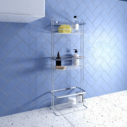 Croydex Bathroom Storage Three Tier Freestanding Storage Basket