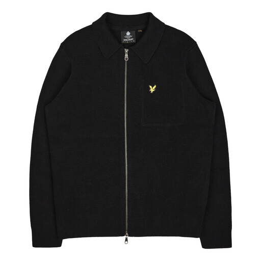Lyle & Scott Men Milano Knit Zip Through Shirt - Jet Black