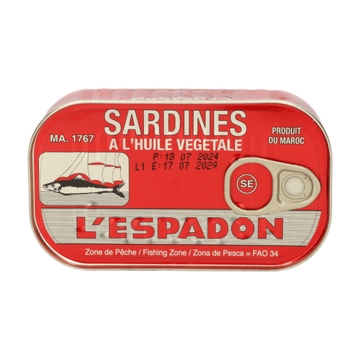 L’Espadon tin of sardines in oil, 125 g