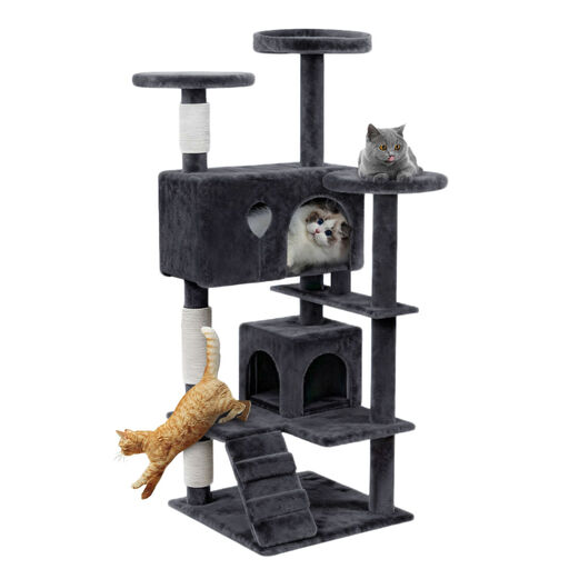Large Stable Cat Tree 49 x 49 x 130 cm Dark Grey