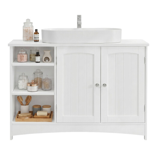 JOYFURNOS height-adjustable white bathroom vanity unit