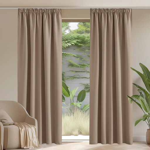 PONY DANCE Pencil Pleat Blackout Curtain in Cappuccino