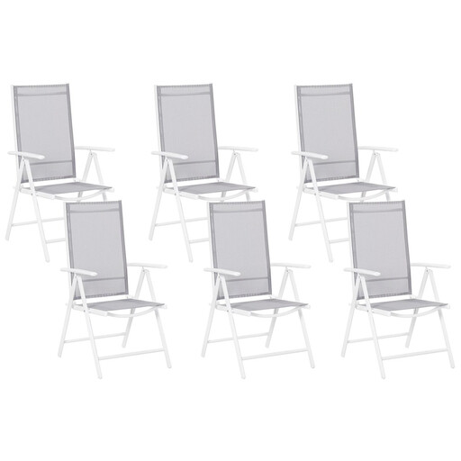Beliani Set of 6 Garden Folding Chairs Grey CATANIA