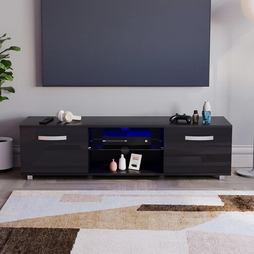 Vida Designs TV Unit Cosmo LED 2 Doors Black