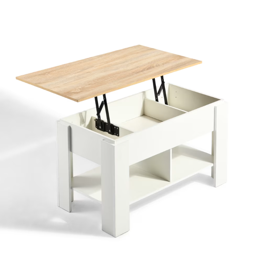 Urban Meuble Salontafel met Lift-Top, Wit/Eiken