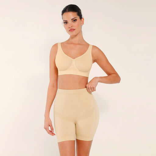 Feelingirl Seamless Comfort Mid Waist Tummy Control Ege-free Panties Shaping Shorts für Damen XL/XXL Skin