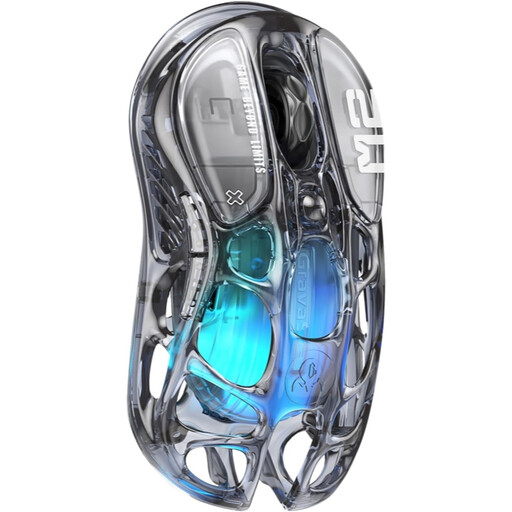 【Chinese Retail Version】GravaStar Mercury M2 Transparent - Wireless Gaming Mouse, 26,000 DPI, 79g Ultralight, PAW3395, 5 RGB Modes, 5 Buttons, Tri-Mode (2.4GHz/Bluetooth/Cable) for PC & Mac - Transparent Black
