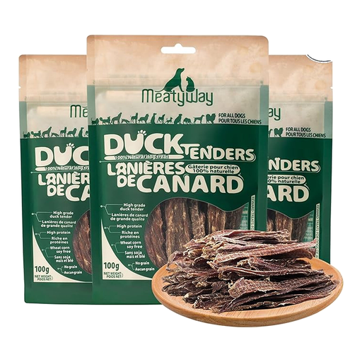 MeatyWay Duck Jerky Tenders Dog Treats, Duck Breast Tenders, High Protein, Low Fat, 100% Natural Grain Free Snacks, Easy to Digest Dog Training Treats, 300g/10.58 oz. (Pack of 3)