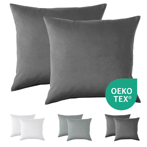 LeBonsoir Basics Mikrofaser Kopfkissenbezüge 80x80 in Dunkelgrau