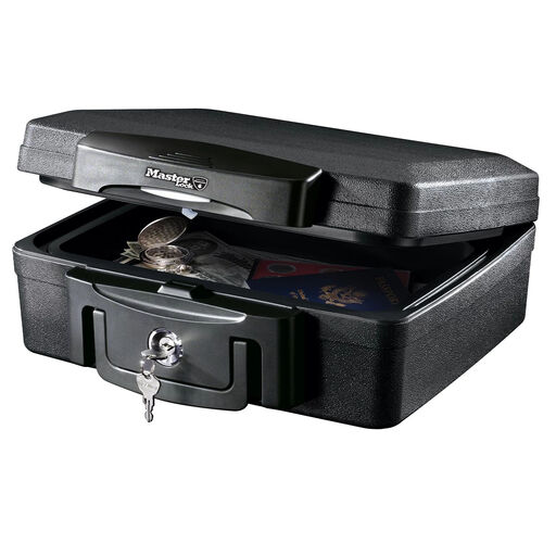Master Lock Certified Fireproof and Waterproof Safe Box with Key, 4.9L, 362 x 156 x 330 mm, Portable with carrying handle, for home and professionals