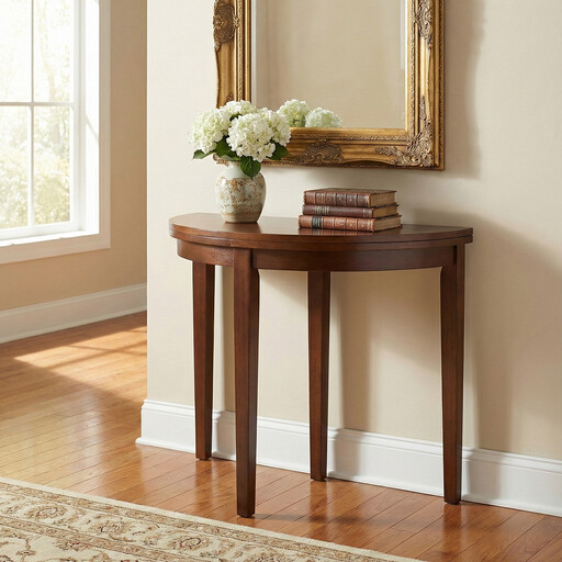 Dining & Console Table Hanover Round/Half Moon Extendable Walnut