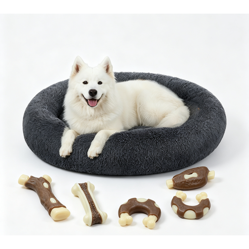 JOYFURNOS Soft Plush Calming Dog Bed 120 cm