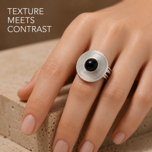 Verbex S925 Silver Black Agate Ring