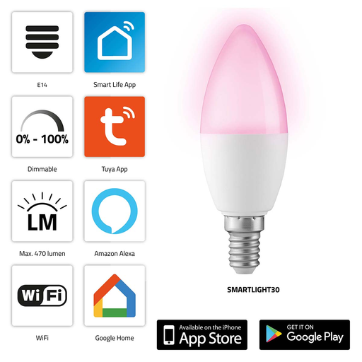 Alecto SMARTLIGHT30 Wi-Fi Smart LED 5W Light Bulb
