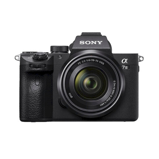 Sony Alpha 7 III full-frame camera with 28–70 mm zoom lens
