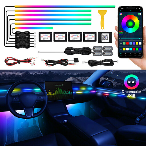 Dreamcolor Acrylic Interior Car LED Strip Light 10-in-1