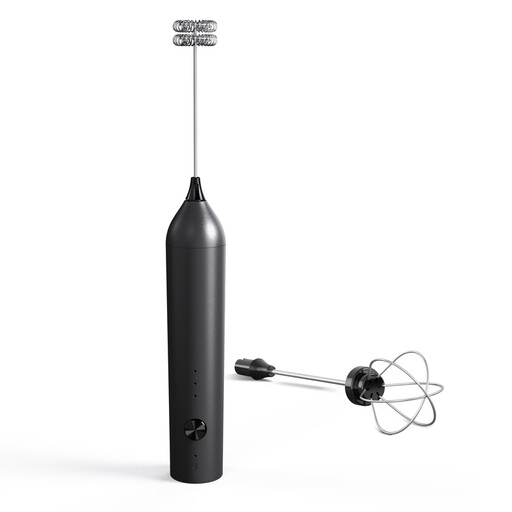 Cuisync Milk Frother Handheld Coffee Frother Electric Whisk, Type-C Rechargeable Foam Maker with 3 Speeds, 2 Whisk Attachments & Overheat Protection, Double-Layer Frothing Head, KJBQ-13
