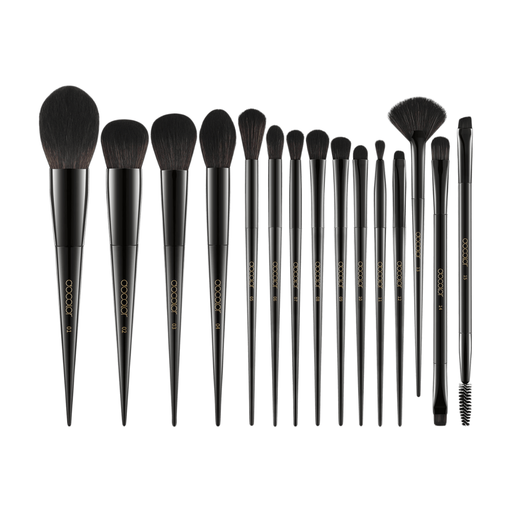Docolor 15-Piece Professional Makeup Brush Set Obsidian Black Series