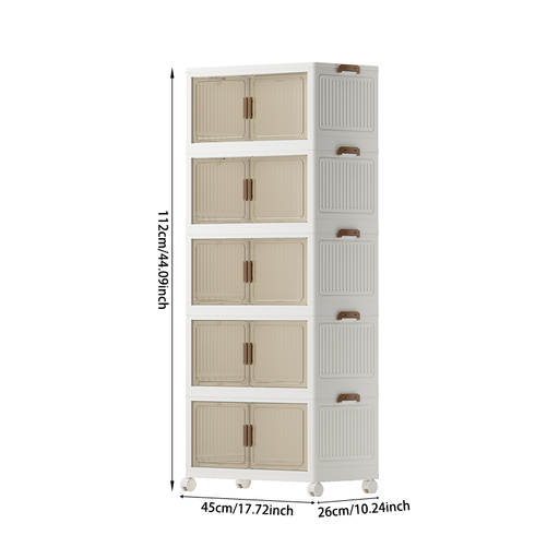 COIZYZZL No Installation Storage Cabinet - Width 45cm,5pcs - With Wheels, Foldable, Magnetic Attraction, Large Capacity - Nightstand, Storage Boxes for Living room/Bedroom/Kitchen