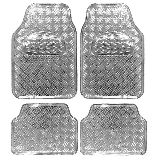 Woltu Universal Car Floor Mats, 4-Piece Set, Aluminum & Chrome Finish, Black, 7106