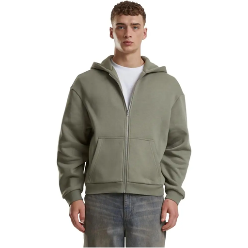 Urban Classics Fleece Hooded Sweatshirt in paleo olive