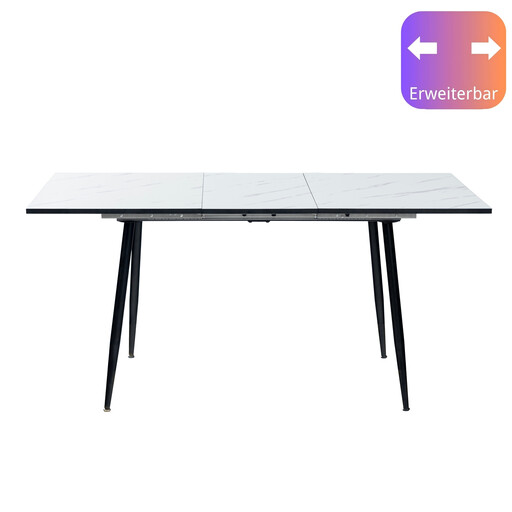 Urban Meuble DINING TABLE White Marble Pattern Rectangular Extendable