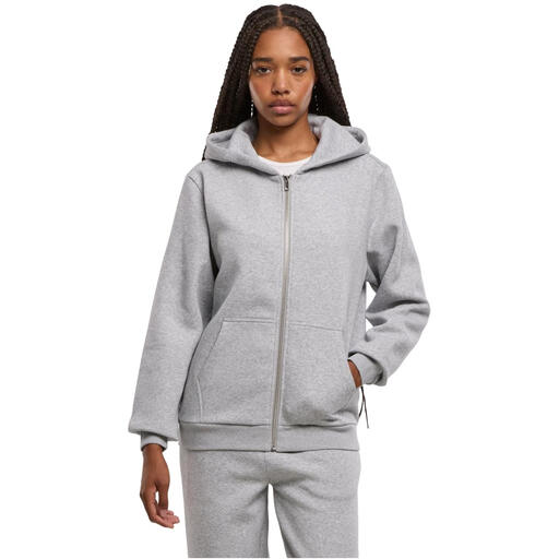Urban Classics Ladies Fluffy Zip Hoody in Lightasphalt