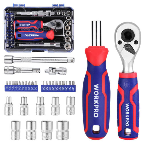 WORKPRO 34-Piece 1/4 Socket Set
