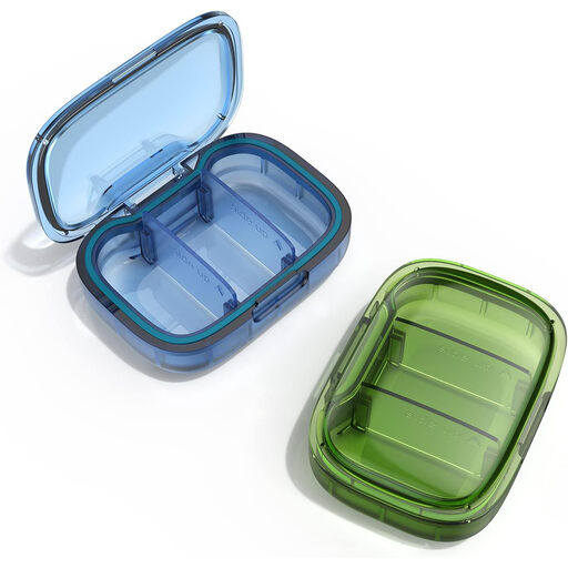 Lot de 2 Petites Bo?tes à Pilules à 3 Compartiments
