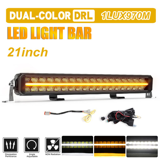 COLIGHT 33 Series 21-Inch Dual-Colour LED Light Bar, White DRL & Amber Position Light, IP68 Waterproof for Trucks and Off-Road Vehicles