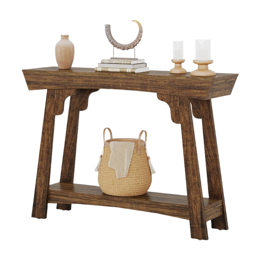 Tribesigns Console Table 105 cm with Shelf, Rustic Brown