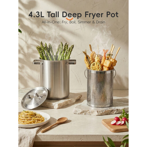 PURECOOK 304 Stainless Steel Deep Fry Pot