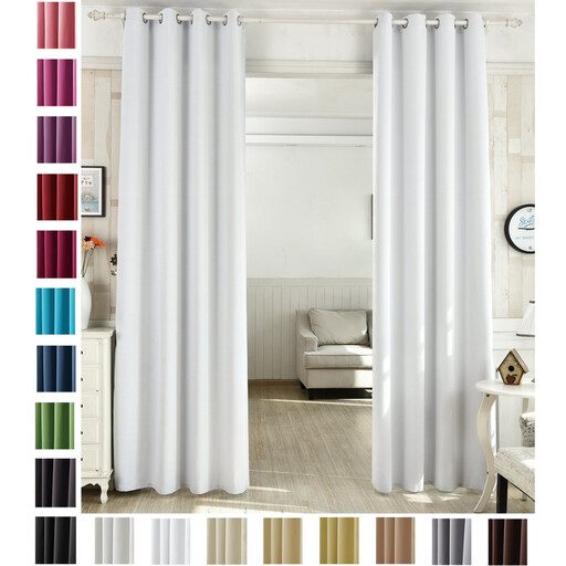 WOLTU Curtains, with Eyelets, Thermal Insulated, 140 x 245 cm, White