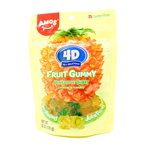 AMOS 4D Gummy Pineapple Candy 65g