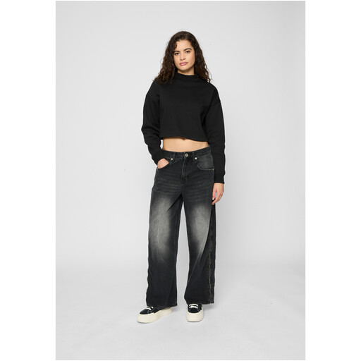 Urban Classics Ladies Cropped Oversized Sweat High Neck Crew black XS