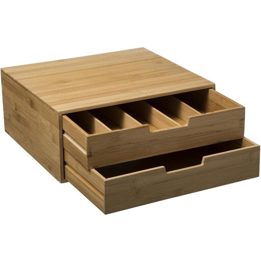 5five Bamboo Capsule Holder - Large, 2 Drawers, Holds 64 Capsules