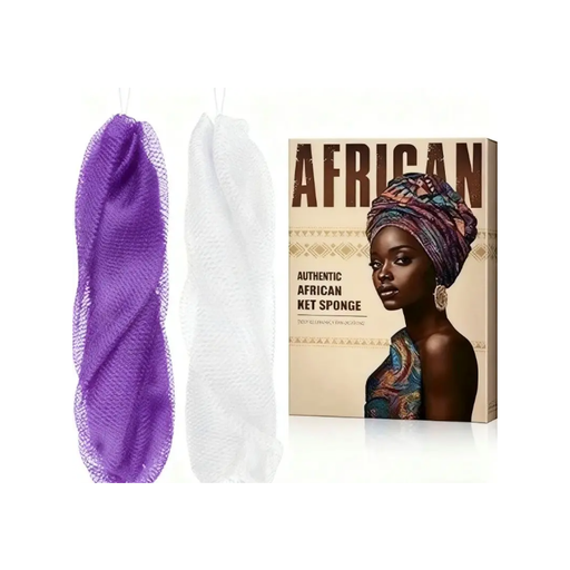 Generic African Net Sponge Kit, Purple and White with Rope, 70g