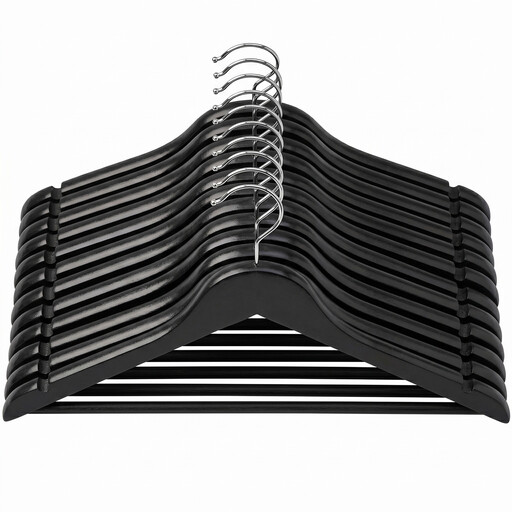JOYFURNOS Massivholz Kleiderbügel, 10er-Set, Schwarz
